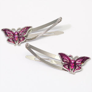 Epoxy Pink Butterfly Shaped Metal Sleepies - Pair