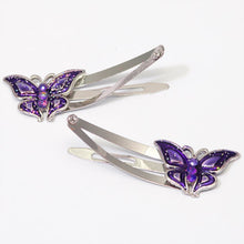 Load image into Gallery viewer, Epoxy Purple Butterfly Shaped Metal Sleepies - Pair