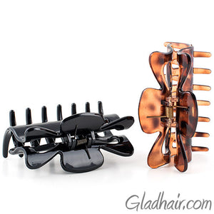 Tortoise and Black Plastic Hair Clamps - Pair