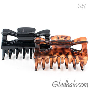 Tortoise and Black Plastic Hair Clamps - Pair