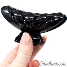Load image into Gallery viewer, Black Medium Flower Style Curved Sided Plastic Claw