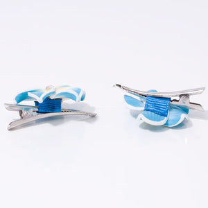 Fimo Flower on Silver Beak Clip - Pair
