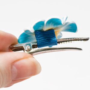 Fimo Flower on Silver Beak Clip - Pair