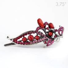 Load image into Gallery viewer, Flower Shaped Vintage Metal Beak Clip with Red Stones