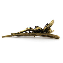 Load image into Gallery viewer, Vintage Gilt Metal Clip with Colored Butterfly Decoration and Colored Stones