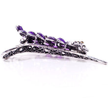 Load image into Gallery viewer, Vintage Silver Forked Beak Clip with Peacock Design Colored Stones