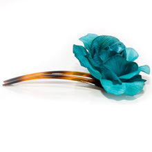 Load image into Gallery viewer, Large Fabric Flower on a Tort Chignon Pin
