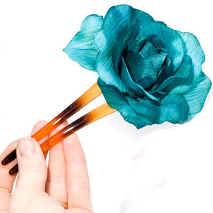 Large Fabric Flower on a Tort Chignon Pin