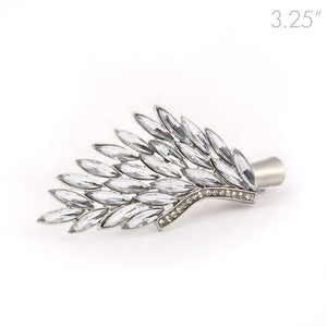 Greek Style Leaf with Crystals on Small Metal Beak Clip