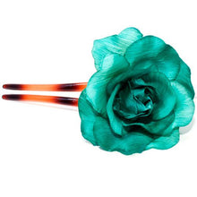 Load image into Gallery viewer, Large Fabric Flower on a Tort Chignon Pin 