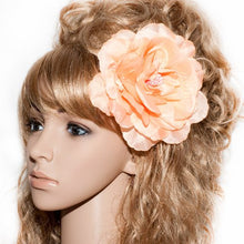 Load image into Gallery viewer, Large Soft Silk Fabric Flower on Metal Beak Clip and Brooch 