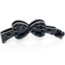 Load image into Gallery viewer, Medium Black Bow Shaped Banana Clip with Studded Design 