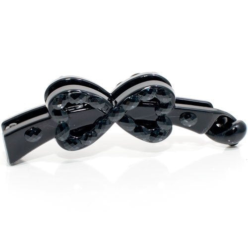 Medium Black Bow Shaped Banana Clip with Studded Design 