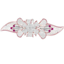 Load image into Gallery viewer, Mesh Bow Swarovski Crystal Barrette in Silver and Light Pink
