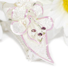 Load image into Gallery viewer, Mesh Bow Swarovski Crystal Barrette in Silver and Light Pink