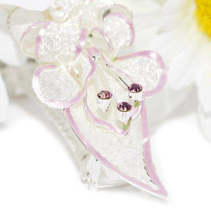 Mesh Bow Swarovski Crystal Barrette in Silver and Light Pink
