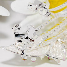 Load image into Gallery viewer, Mesh Bow Swarovski Crystal Barrette in Silver and Light Pink