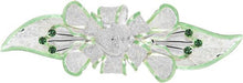 Load image into Gallery viewer, Mesh Bow Swarovski Crystal Barrette in Silver and Light Green