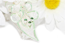 Load image into Gallery viewer, Mesh Bow Swarovski Crystal Barrette in Silver and Light Green