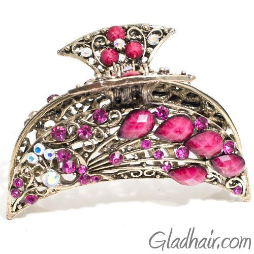 Metal Bird Style Hair Claw with Crystals