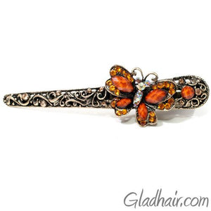 Metal Butterfly Style Beak Clip with Crystals