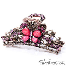 Load image into Gallery viewer, Metal Butterfly Style Hair Claw with Crystals