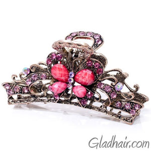 Metal Butterfly Style Hair Claw with Crystals