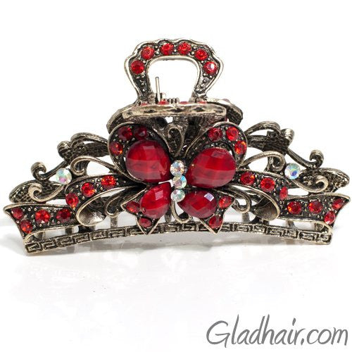 Metal Butterfly Style Hair Claw with Crystals
