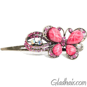 Metal Large Butterfly Style Beak Clip with Crystals