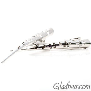 Metal Silver Beak with Cut Out Flower Design - Pair