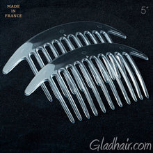 Load image into Gallery viewer, French Interlocking Combs Pony Clear Shell - Pair