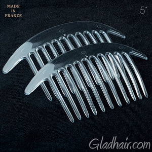 French Interlocking Combs Pony Clear Shell - Pair