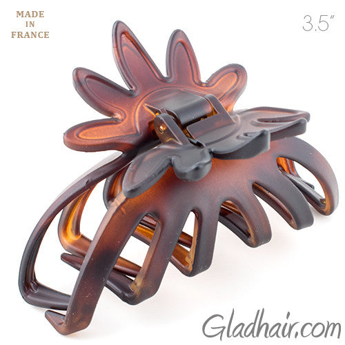 French Flower Tortoise Matt Shell Hair Claw