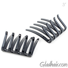 Load image into Gallery viewer, French Folded Interlocking Black Combs with Crystal and Studs - Pair