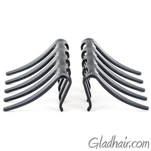French Folded Interlocking Black Combs with Crystal and Studs - Pair