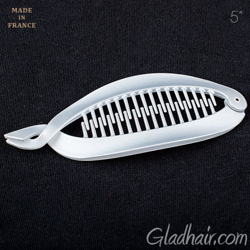 French Twisted Lock Style Silver Matte Banana Hair Clip