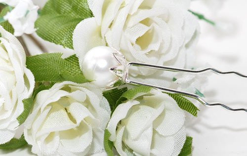 Hairpins with Large White Pearls - Pair