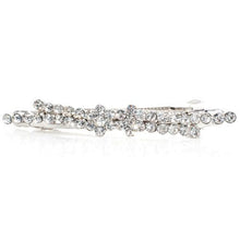 Load image into Gallery viewer, Rhodium Silver Colored Barrette with Crystals