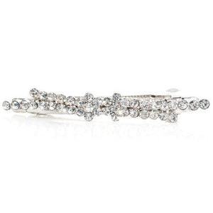 Rhodium Silver Colored Barrette with Crystals