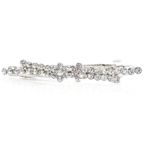 Rhodium Silver Colored Barrette with Crystals