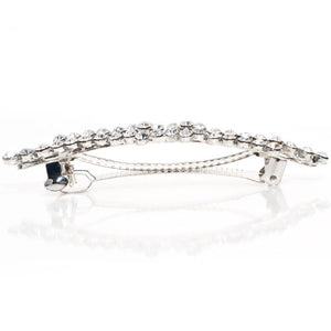 Rhodium Silver Colored Barrette with Crystals