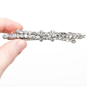 Rhodium Silver Colored Barrette with Crystals