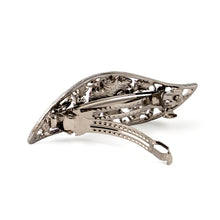 Load image into Gallery viewer, Small Vintage Metal Barrette with Purple Flowers and Crystals