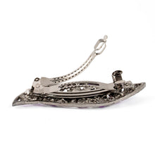 Load image into Gallery viewer, Small Vintage Metal Barrette with Purple Flowers and Crystals