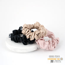 Load image into Gallery viewer, GH Silk Black Scrunchie - Mulberry 100% Silk 6A Grade