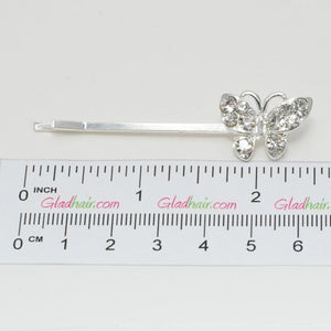 Silver Crystal Butterfly Grips - Pair