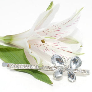Silver Diamante Butterfly Grip - 1 piece 
