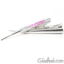 Load image into Gallery viewer, Silver Flamingo Beak Clip with Two Lines of Decoration - Pair