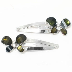 Silver Sleepies with Colored Butterfly Top and Two Crystals - Pair