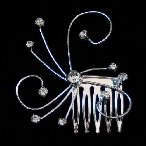 Silver Swirl Crystal Comb